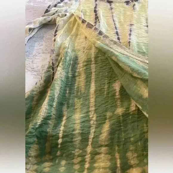 CITRON Santa Monica Rayon/Linen Yellow/Green Tie Dye Tunic Lagenlook M EUC - Picture 4 of 7